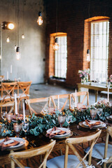 Beautiful wedding table decoration and setting