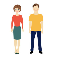 Man And Woman Isolated White background, Vector Illustration