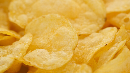 craft golden potato chips rotating close up