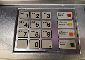 Buttons of ATMs in Thailand