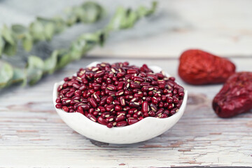 Raw Organic Red Adzuki Beans in a Bowl