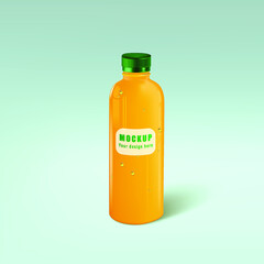 Orange Juice Bottle Mock-Up. Mockup Template. Vector EPS10