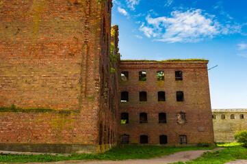 It's Ruins of the of the red brick construction in Shlisselburg, Russia