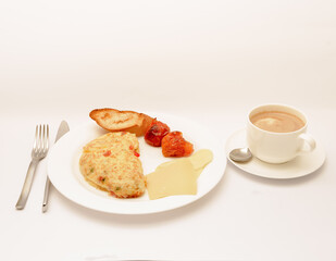 Delicious breakfast shot isolated against a white background. 