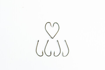 fishing hooks on a white background