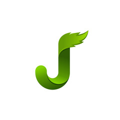letter j with leaves