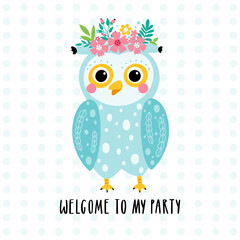 Card of cute cartoon owl