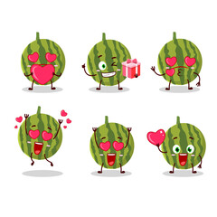 Watermelon cartoon character with love cute emoticon