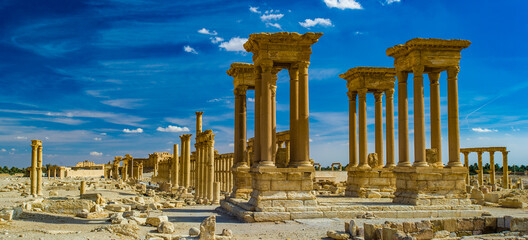It's Beautiful view of the ruins in the desert of Syria, Palmyra