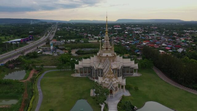 Aerial Shot at Wat Non Kum, Temple building in Thailand.
