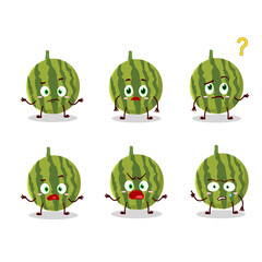 Cartoon character of watermelon with what expression