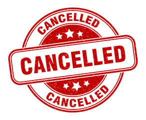 cancelled stamp. cancelled round grunge sign. label