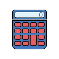 Color illustration of a calculator in the style of a flat, icon, design, design