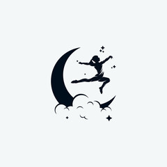 Gymnastic moon logo design template