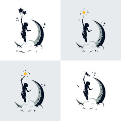 Set of kids dream logo design template