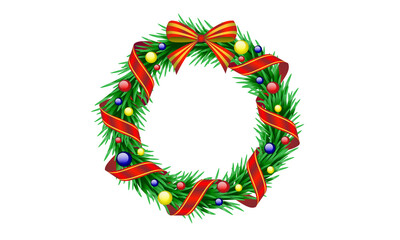 クリスマスリースのイラスト（立体）