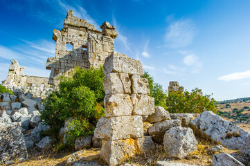 Fototapeta na wymiar It's Ruins of the ancient castle in Syria