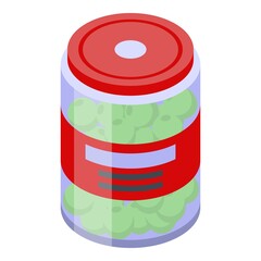 Fototapeta premium Green olive jar icon. Isometric of green olive jar vector icon for web design isolated on white background