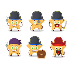 Cartoon character of yellow starfish with various pirates emoticons