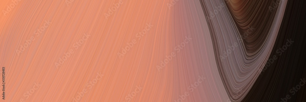 Poster abstract moving designed horizontal banner with dark salmon, very dark pink and pastel brown colors.