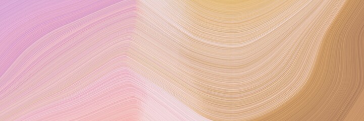 abstract modern horizontal header with baby pink, dark khaki and burly wood colors. fluid curved flowing waves and curves for poster or canvas