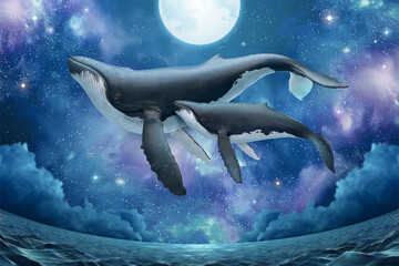 Whales flying in mid-air © Rolling Stones