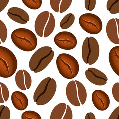 Seamless pattern of coffe in beans. Vector illustration