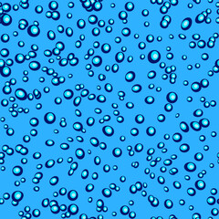 Dot blue seamless pattern. Water bubbles on blue background. Vector illustration.