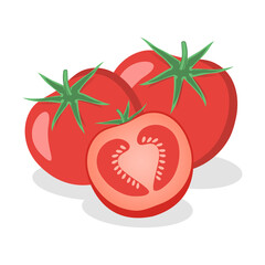 Tomatoes on a white background.  Vector illustration.