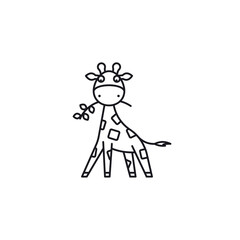 Baby giraffe cartoon character vector line icon