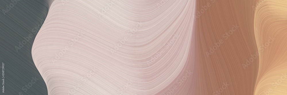 Aufkleber abstract dynamic header design with pastel gray, dim gray and pastel brown colors. fluid curved flowing waves and curves for poster or canvas