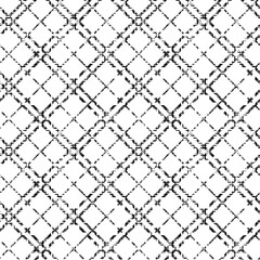black and white Plaid Seamless Grunge Texture with Hand Painted Crossing Brush Strokes for Print, Upholstery, Cloth. Rustic Check Texture. Vector Seamless Tartan. Scottish Ornament
