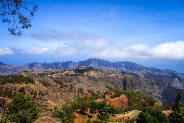 Mountains landscape panoramic view in Santo Antao island, Cape Verde