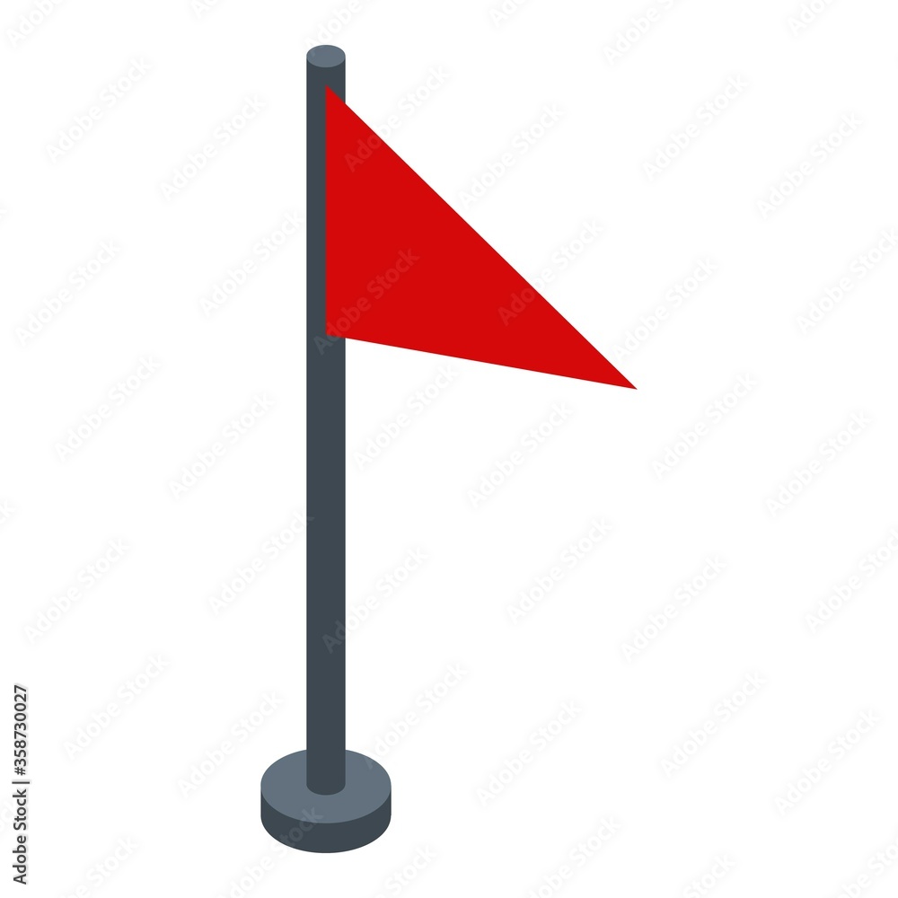 Poster red climber flag icon. isometric of red climber flag vector icon for web design isolated on white ba