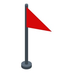 Red climber flag icon. Isometric of red climber flag vector icon for web design isolated on white background
