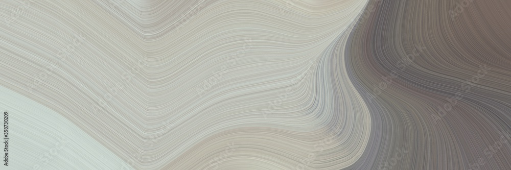 Poster abstract decorative horizontal banner with silver, dim gray and gray gray colors. fluid curved flowi