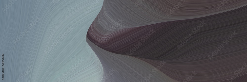 Poster abstract dynamic horizontal header with dark slate gray, light slate gray and slate gray colors. fluid curved flowing waves and curves for poster or canvas