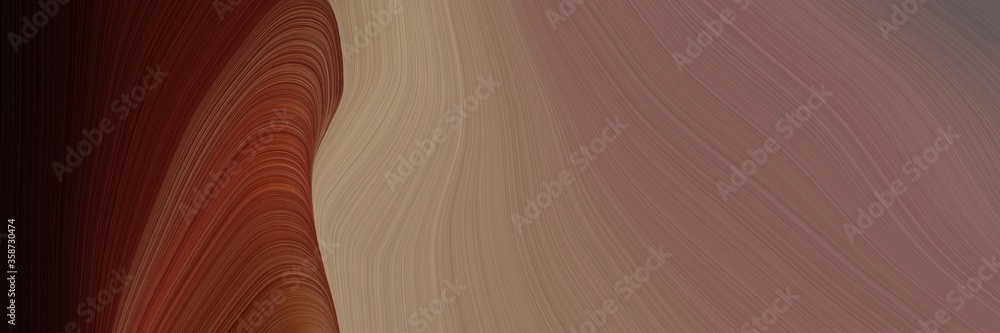 Poster abstract modern designed horizontal header with pastel brown, very dark red and dark red colors. fluid curved flowing waves and curves for poster or canvas