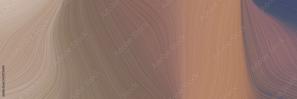 Aufkleber abstract surreal horizontal header with pastel brown, tan and dim gray colors. fluid curved lines with dynamic flowing waves and curves for poster or canvas
