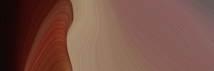 abstract modern designed horizontal header with pastel brown, very dark red and dark red colors. fluid curved flowing waves and curves for poster or canvas
