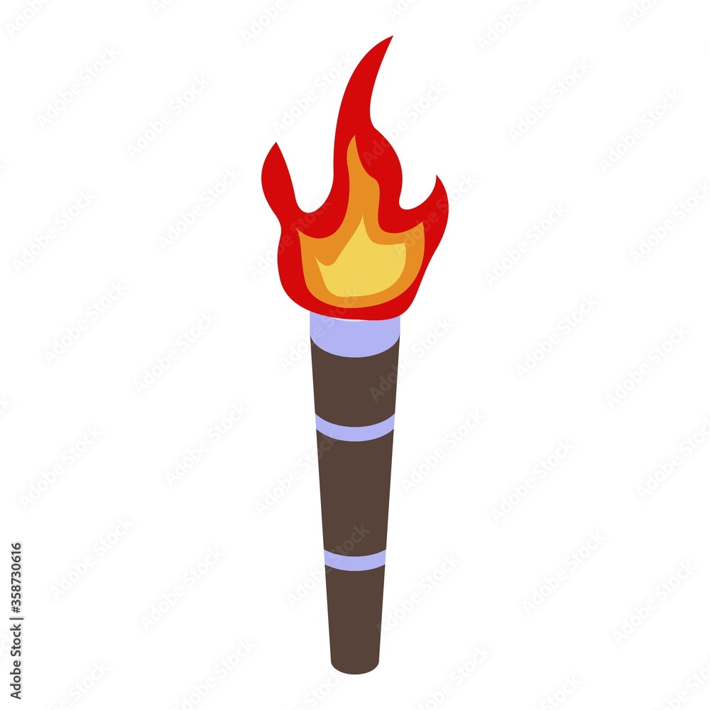 Poster pirate torch icon. isometric of pirate torch vector icon for web design isolated on white background