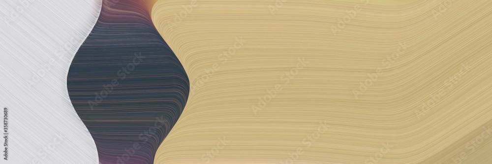 Poster abstract dynamic designed horizontal banner with tan, dark slate gray and light gray colors. fluid curved flowing waves and curves for poster or canvas