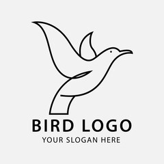 Bird luxury and minimalist logo template.