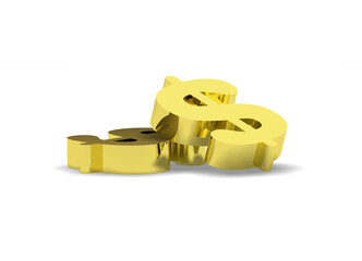 3d model of dollar symbol in gold color