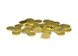 3d model of dollar symbol in gold color