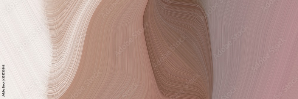 Poster abstract artistic horizontal header with rosy brown, antique white and old mauve colors. fluid curved lines with dynamic flowing waves and curves for poster or canvas