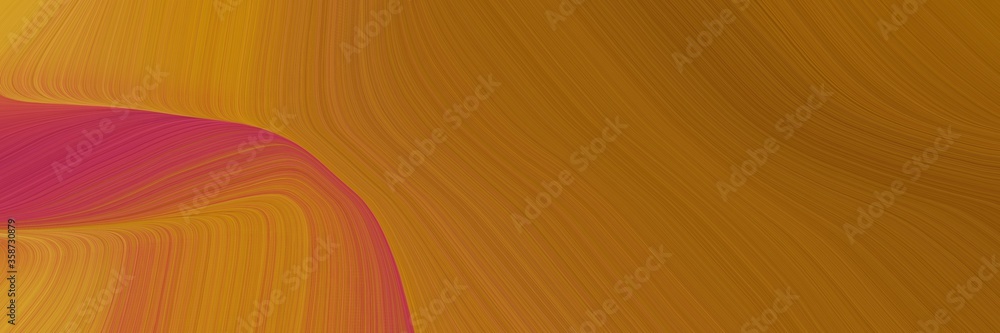 Poster abstract dynamic horizontal banner with sienna, brown and bronze colors. fluid curved lines with dynamic flowing waves and curves for poster or canvas