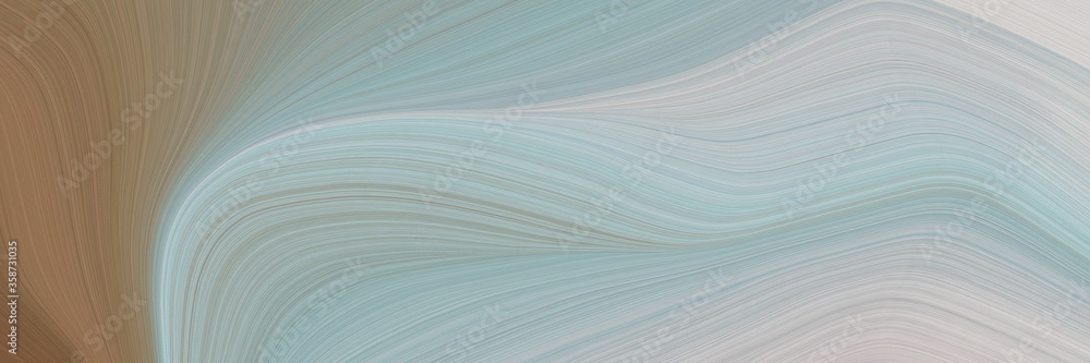 Poster abstract moving horizontal banner with ash gray, pastel brown and light gray colors. fluid curved lines with dynamic flowing waves and curves for poster or canvas