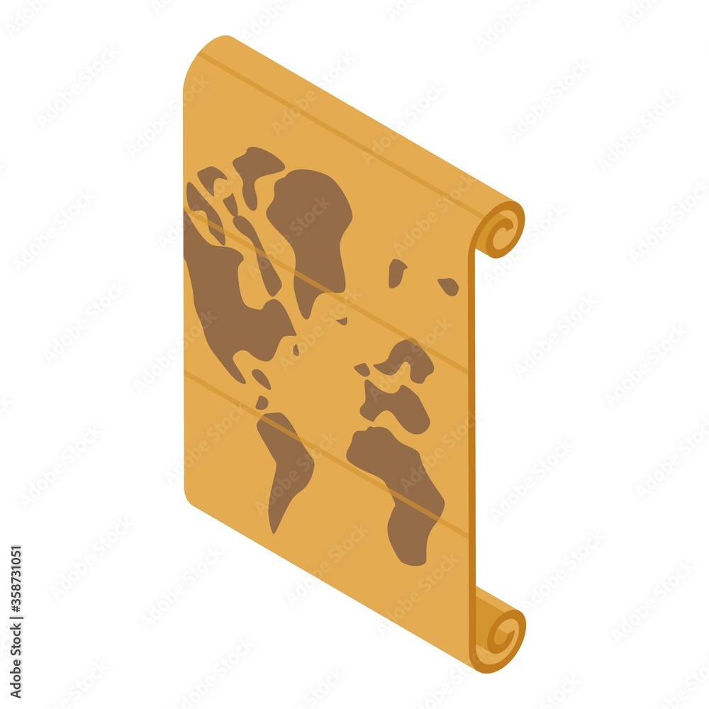 Poster pirate paper map icon. isometric of pirate paper map vector icon for web design isolated on white ba