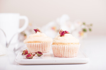 Delicious cupcakes with beautiful background
